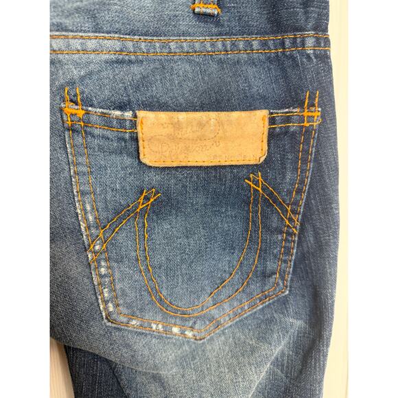 True Religion Joey Flare Jeans Size 26 Made USA Low Rise Distressed Cotton EUC - Picture 8 of 11